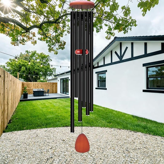 Large Wind Chimes for Outside Deep Tone, Soothing Melodic Memorial Sympathy Wind Chime, Suitable Outdoor Garden Decor, Gift for Mom Women Neighbors (Black Wind Chime -46 in)