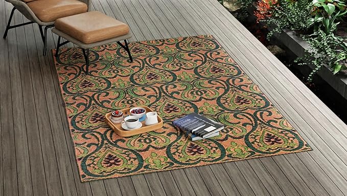 Mad Mats Traditional Outdoor Rug, Reversible Plastic Mat (5' x 8', Oasis - Medium Green)