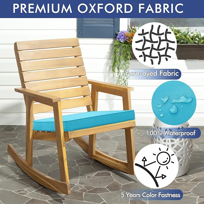 Outdoor Chair Cushions 22 x 22 Inch Water Resistant Patio Chair Cushions with Tie 3 Year Color Fastness Thick Outdoor Seat Cushion for Garden Lawn Patio Furniture Teal Set of 2