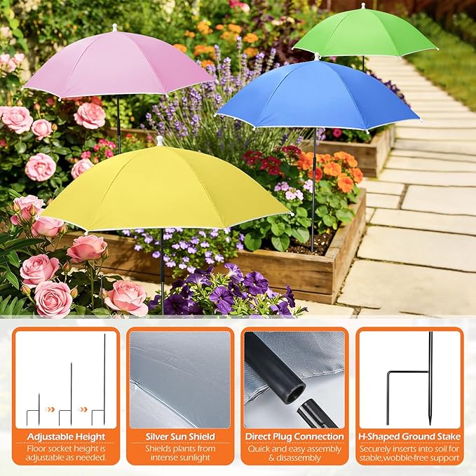 Plant Umbrellas for Outdoor Plants, Garden Umbrella Shade for Potted Plants and Garden Beds, Provide Shade to ‌Defend Plants From Blazing Sun
