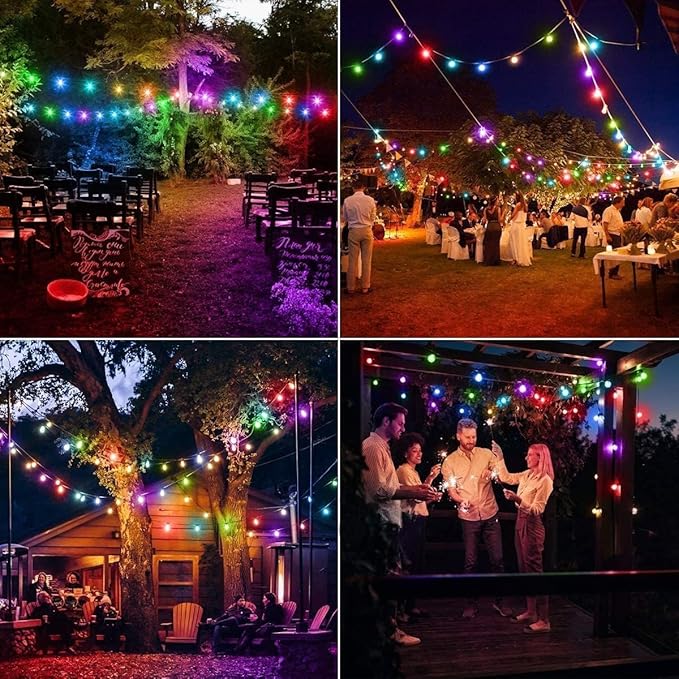 Solar String Lights, Small Crystal Ball ，Outdoor String Light 60 LED 40ft 8 Lighting Modes Waterproof Solar Powered Patio Solar Light for Garden Yard Porch Wedding Party Decor (Rainbow-Colored)