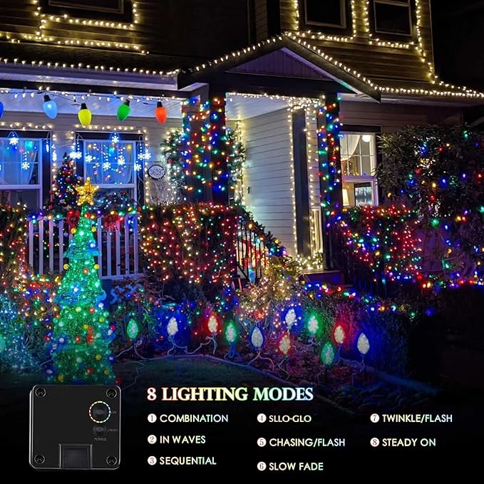 Extra-Long 144FT Solar String Lights Outdoor, 2 Pack 400LED Solar Fairy Lights for Outside Waterproof, Copper Wire with 8 Modes Solar Twinkle Lights for Tree Garden Party Xmas Decor (Multicolor)