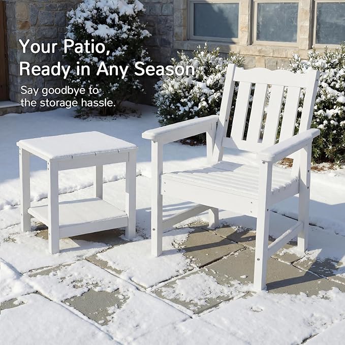 Stoog All-Weather Patio Chairs Set of 2, HIPS Outdoor Chairs with 400 lbs Weight Capacity, Patio Dining Chairs for Backyard, Deck, Garden and Porch, White