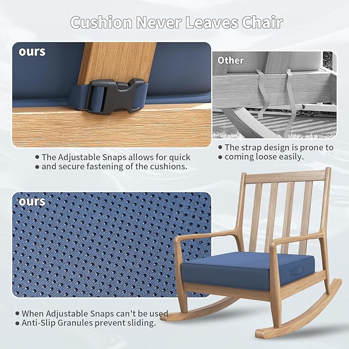 UDPATIO Outdoor Cushions for Patio Furniture, 24 x 24 Outdoor Deep Seat Cushions with Waterproof Fade Resistant, Adjustable Snaps, Removable Cover and Handle, Navy