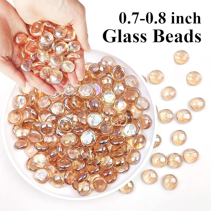5 lbs Pink Glass Beads for Vases,About 500 Pcs Glass Pebbles Marbles for Vase, Aquarium, Candle, Crafts, Centerpieces and Wedding Decoration
