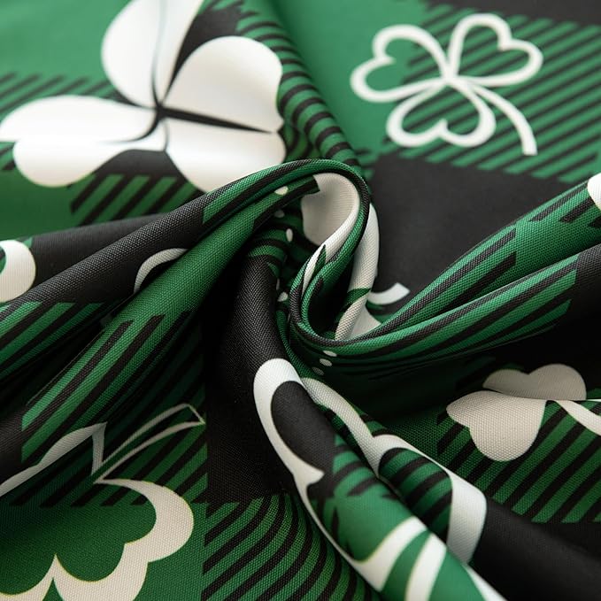 Waterproof Celtic Plaid Tablecloth Fabric - St Patrick's Day Green Oblong 52x70 Inch Buffalo Tartan Festive Table Cloth for Indoor Use - Irish Accessories for Dinner, BBQs, and Parties