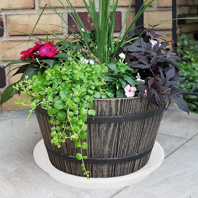 4 Pack of 16 inch Plant Saucer, Large Plant Tray, Heavy Sturdy Plant Drainage Tray for Indoors, Bird Bath Bowls, Sturdy Plastic Pot Tray for Planter (Clear)