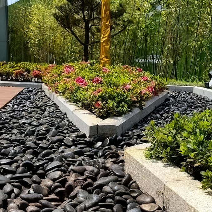 Polished Black River Rocks - 2-3 inch 40LB High Polished Decorative Pebbles, Stones for Landscaping, Natural River Rocks for Outdoor Décor, Plants,Vase Filler,Fish Tank