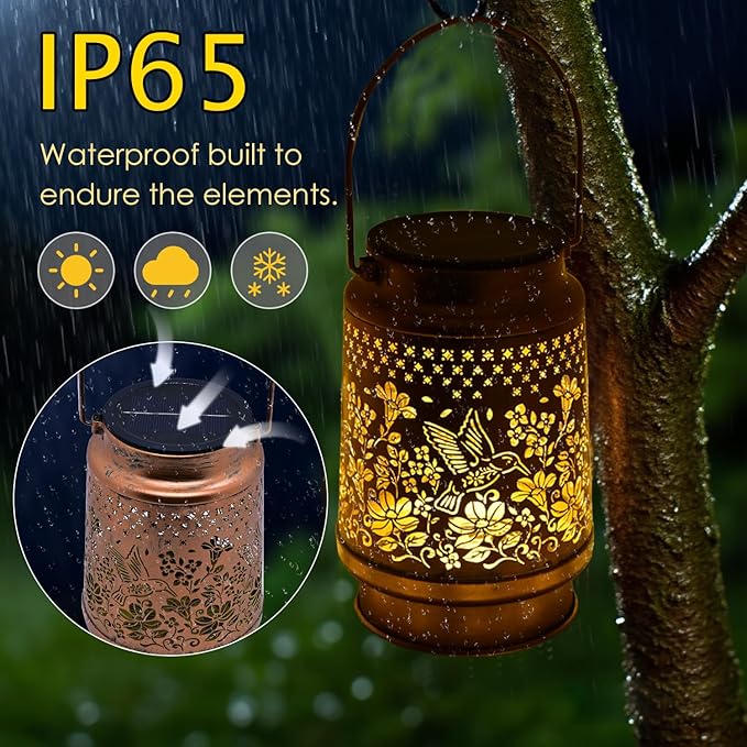 Solar Lanterns Outdoor Waterproof, Hummingbird Hanging Solar Lanterns Birthday Gifts for Women Mom Grandma, Garden Decor for Patio Yard Lawn Backyard Porch