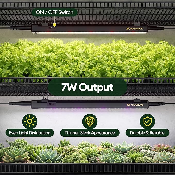 Plant Grow Light 1ft, Tunable Full Spectrum LED Grow Light Strips 28W (4 x 7W), T5 Growing Lamp for Indoor Plants, Greenhouse, High PPFD, 4-Pack