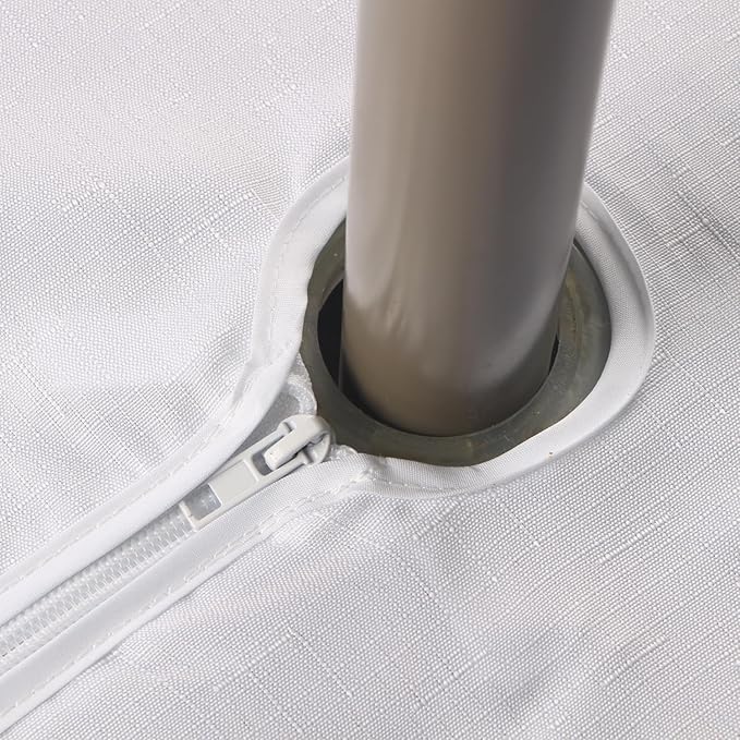 Outdoor Tablecloth Wrinkle-Free Stain Resistant Waterproof Polyester Fabric Table Cover with Zipper Umbrella Hole for Picnic/Party/Dinner/Patio Garden(60×60inch Square,Zippered,White)