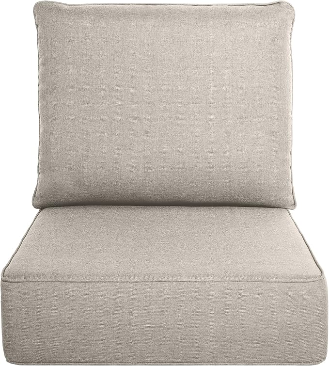Belord Luxury 6" Thick Outdoor Cushion Set - 22 x24 Inch 28D Sponge Filling Fade-Resistant Chair Cushion, Spill Proof Removable Patio Furniture Replacement Cushion for Sofa Bench Swing - Beige