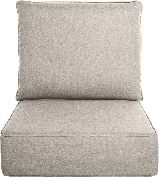 Belord Luxury 6" Thick Outdoor Cushion Set - 22 x24 Inch 28D Sponge Filling Fade-Resistant Chair Cushion, Spill Proof Removable Patio Furniture Replacement Cushion for Sofa Bench Swing - Beige
