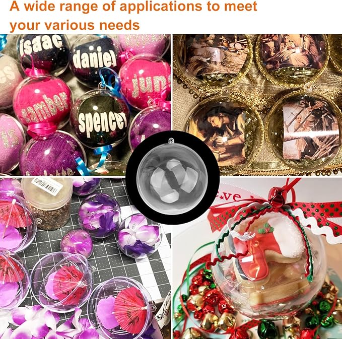 39 Pcs 4 Inch Clear Acrylic Fillable Balls, Christmas DIY Fillable Ornaments Balls, Acrylic Ornaments Ball for Christmas, Holidays, Weddings, Parties, and Home Decor