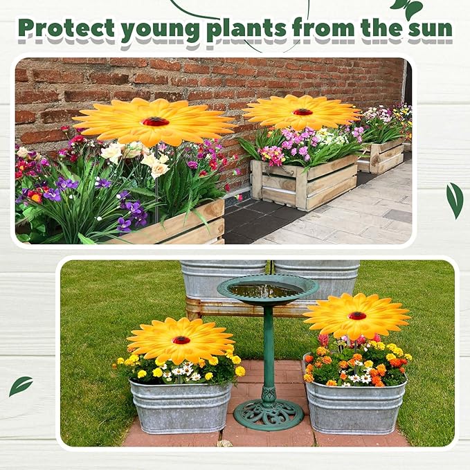 2 Pack Metal Plant Umbrellas for Outdoor Small Plants Shade Cover 12 in Metal Garden Shade Disk Outdoor Garden Umbrella for Potted Live Decor