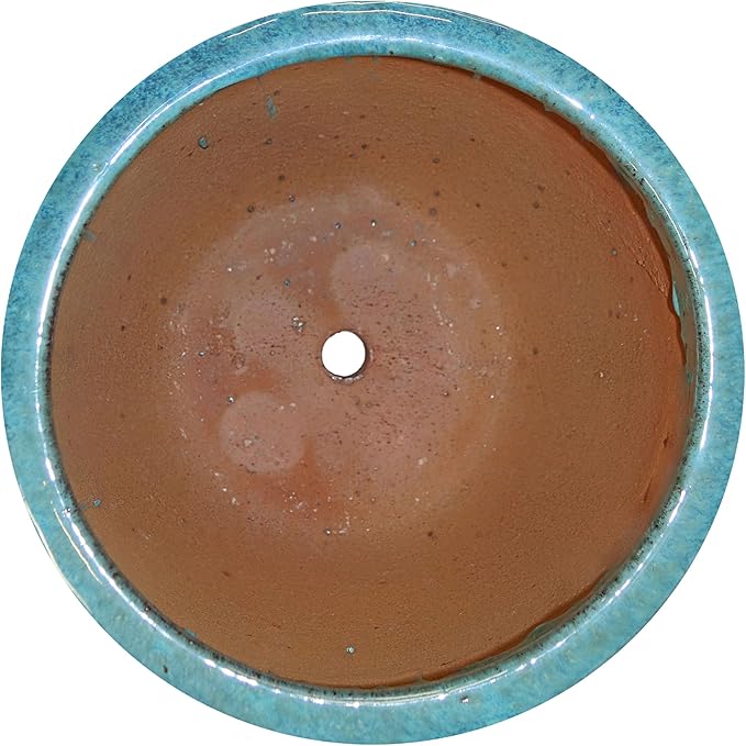 Sunnydaze 14" Raised Hexagon Pattern Glazed Ceramic Plant Pot - Features 1 Drainage Hole - 1.75 Gal Soil Capacity - Turquoise