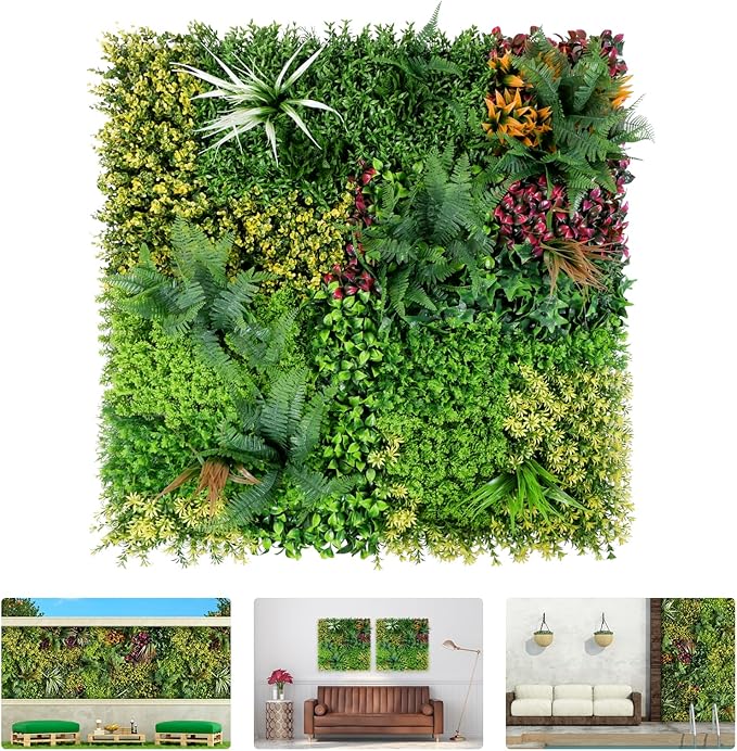 Artificial Grass Wall Backdrop Panels, 40"x40" UV-Anti Greenery Backdrop Wall, Faux Boxwood Panels for Patio, Garden, Backyard Indoor Outdoor Green Wall Decor & Privacy Fence Covering