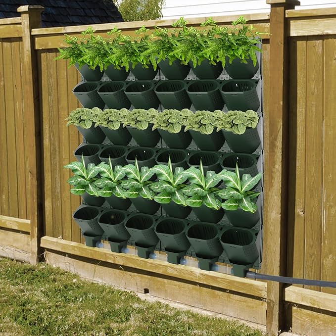 Hydroponics Growing System, 36 Wall-Mounted Vertical Garden Planter Set Self Watering Wall Plante with Drip Kit &Timer, 36 Self Watering Hanging Planter for Indoor Herbs Fruits