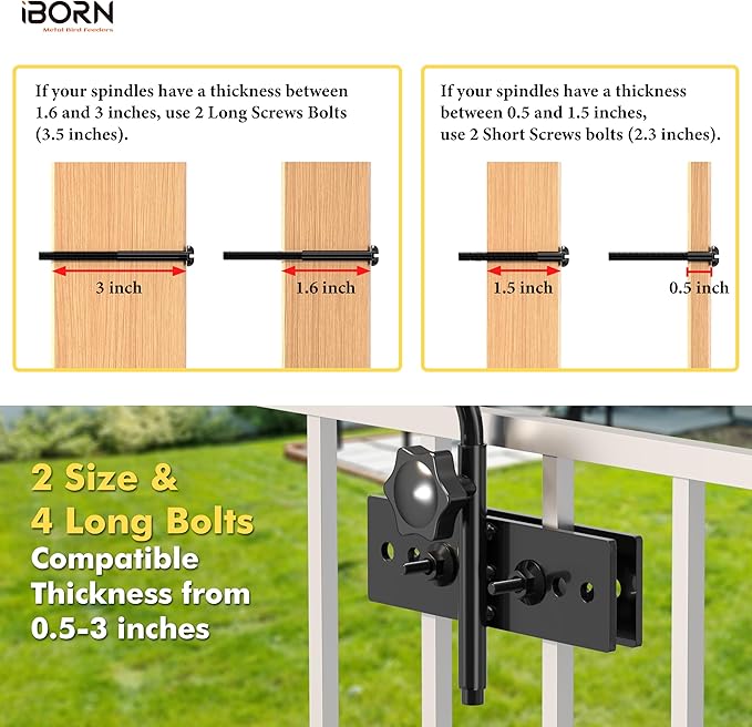 iBorn Fence Deck Hook Rail Hook Heavy Duty Bird Feeder Pole 13 Inch Solid Wire Deck Hanger Suitable for Hanging Flower Baskets Wind Chimes Planters Bird Feeders Lights, 180 Degree Swivel, 2 Pack