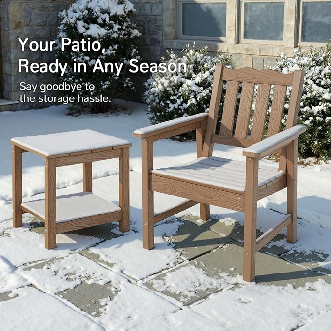 Stoog Patio Chair, All-Weather Outdoor Chairs with 400 lbs Weight Capacity, Looks Like Real Wood, for Patio, Deck, Pool and Backyard, Teak
