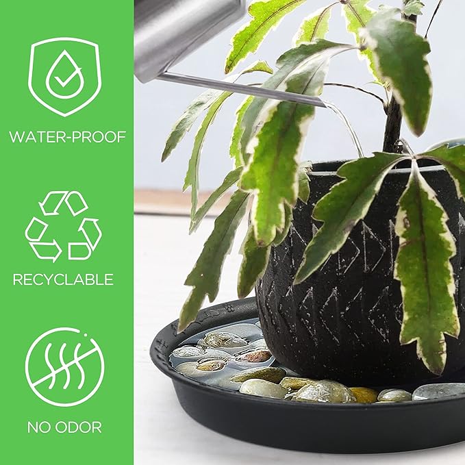 LotFancy Plant Saucer, 9 Inch of 3 Pack, Heavy Duty Plastic Plant Trays, Durable Pot Saucer Drip Tray for Indoor Outdoor, Flower Drainage Pot Base, Black