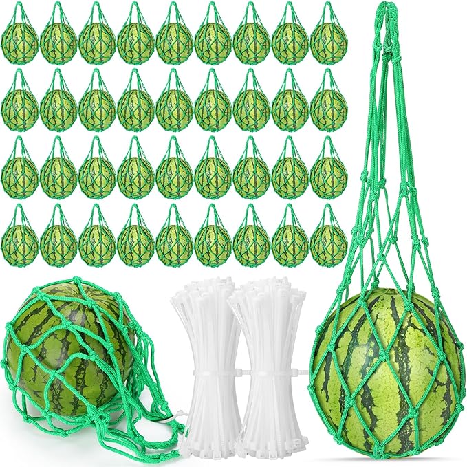 Nuenen 12 Pcs Watermelon Net Melon Hammock Melon Cradle Plant and Garden Supports Pumpkin Support Hanging Bag Protects Watermelons, Honeydew, Squash, Cantaloupes (Green)