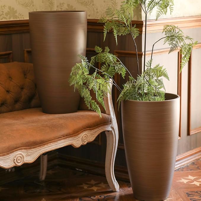 Heavy-Duty Plastic Plant Pots For Outdoor, Wooden Grain Finish Large Indoor Planter For Succulent,Roses,African,Violets,Pothos,Snake Plants,Flowers and Cactus Garden Decorations Planters Gift Choose