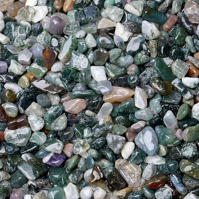 LAIDANLA Aquatic Agate Crushed Stone Crystal Chips Bulk Natural Gemstones Healing Reiki Crystals Mini Quartz Vase Filler Aquarium Gravel 100g