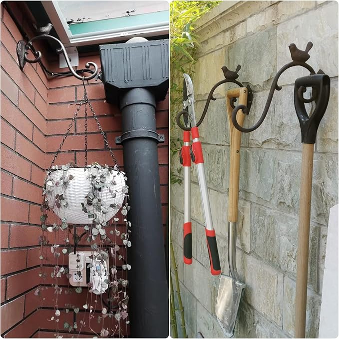 Wrought Iron Plant Hangers 10" Deep Hanging Plant Hook Outdoor/Indoor Plant Hanger Bracket Holder for Hanging Basket Plant Bird Feeder Latern Wind Chimes