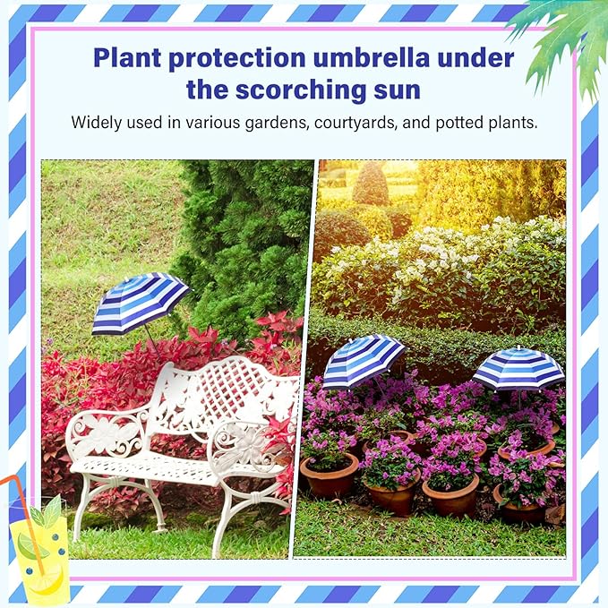 Abbylike 1 Set Plant Umbrellas for Outdoor Plants, Patriotic Garden Umbrella Shade for Potted Plants and Garden Beds Plant Cover for Sun