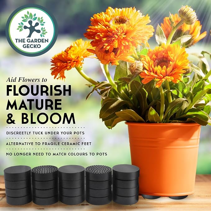 The Garden Gecko Little & Large Invisible Pot feet for Outdoor Plant pots and Flowers | A Plant Caddy with Floor Grip | 20 Pack Dual Size