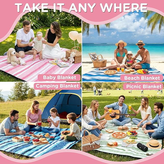 Waterproof Picnic Blanket Outdoor Girlfriend Gf Gifts for Her Women Sweetest Day Boyfriend 1 One Year Anniversary Meaningful Cute Romantic Xmas First Valentines Men Him Bf