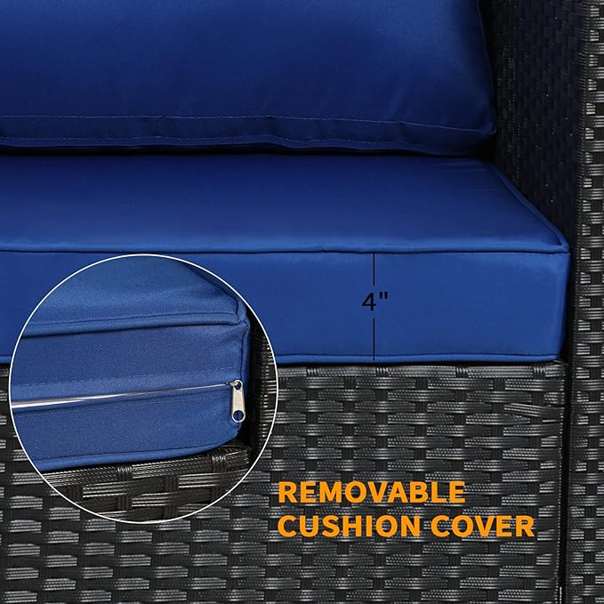 Wicker Patio Chairs,Outdoor Rattan Chairs with Cushion,Patio Furniture for Gardens, Backyards, Balconies,Poolside(Blue)