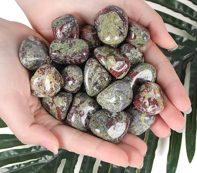 DUQGUHO Dragon Blood Stone Crystals Bulk Natural Irregular Polished Stones Tumbled Crystals Gemstone Rocks for Beginners Gift 200g