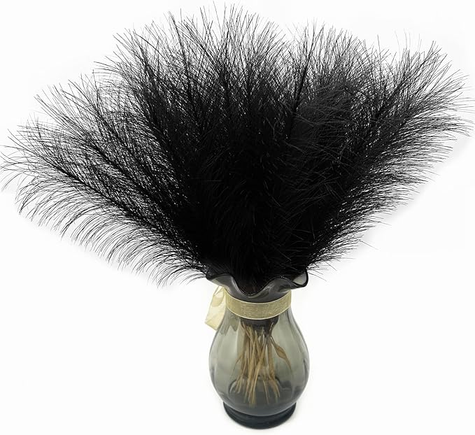 CATTREE Faux Pampas Grass Stems - Black 30 Pcs, Artificial Small Pampas Grass Stems 17 Inch Reeds for Home Decor Vase, Dried Flowers, Fake Fluffy Floral Plants Wedding Party Christmas Boho Decorations