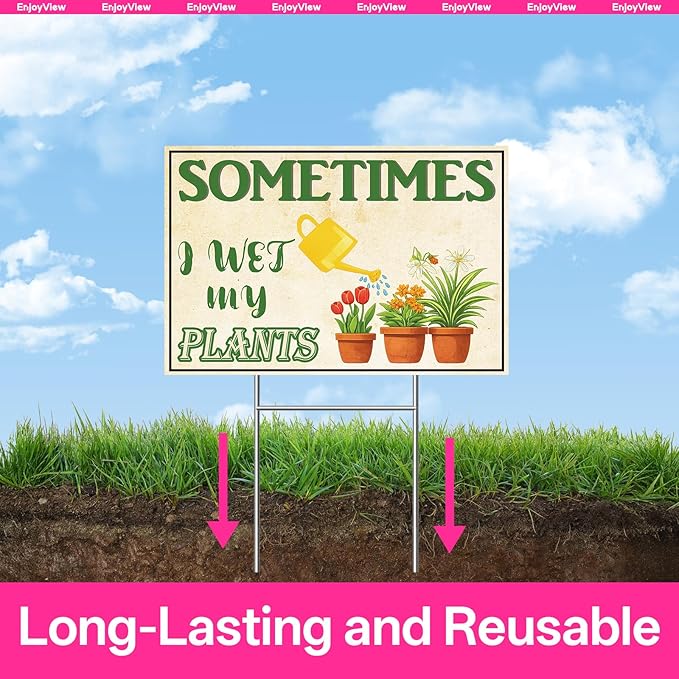 Funny Garden Sign with H Stake 18"x12" Large Vintage Sign for Outside Greenhouse Corrugated Plastic Yard Decor Gardening Gifts for Women 1Pack