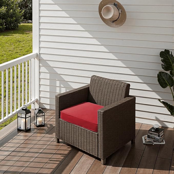 Outdoor Chair Cushions 18 x 18 x 3 Inch, Waterproof & Fade Resistant Patio Seat Cushion for Furniture with Handle and Ties, Thick Seating Pads for Outside Sofa Couch Set of 2, Red