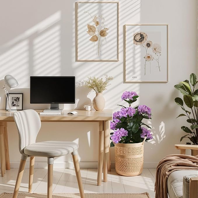 31inch Artificial Purple Hydrangea Flowers Potted Plant for Indoor & Outdoor Office Home Porch Decor, Realistic Tree with Long-Lasting Color (1, Purple)