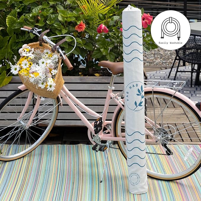 Fab Habitat Outdoor Rug - Waterproof, Fade Resistant, Crease-Free - Premium Recycled Plastic - Striped - Patio, Porch, Deck, Balcony - Cancun - Candy - 5 x 8 ft