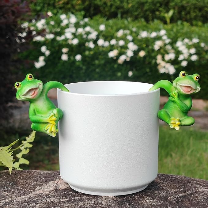 3 PCS Playful Frog Statues Pot Hugger Decorations for Plant, Miniature Frog Figurines,Women Gifts,Garden Decor Outdoor, Suitable for Flower, Courtyard and Lawn Decorations