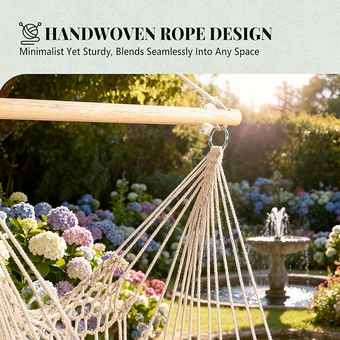 ONCLOUD Portable Hammock Chair - Boho Swing Chair, Macrame Rope Hanging Seat for Indoor, Hammock Seat for Garden, Patio