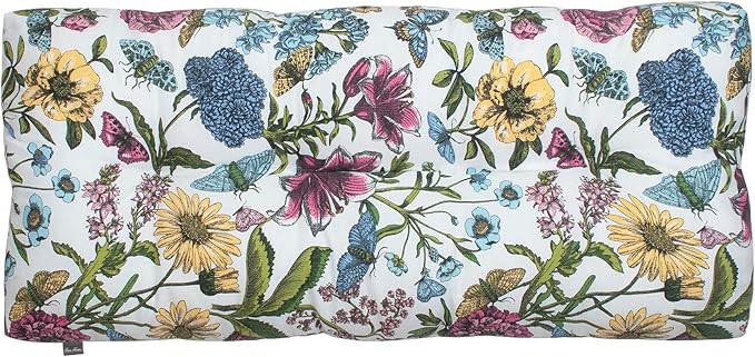 Outdoor Bench Cushion 48 x18 inch with Non-Slip Grips,Water Resistant Porch Swing Cushion,Bench Pillow Pads,Floral Tufted Cushions for Patio Garden Furniture,48" Seat Cushions(Butterfly Flower)