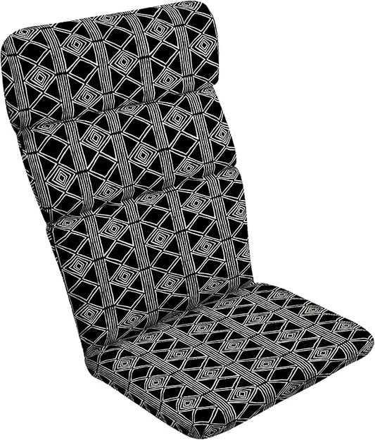 Arden Outdoor Adirondack or Rocking Chair Cushion, 20 x 17, Rain-Proof, Fade Resistant 17 x 20, Black Global Stripe