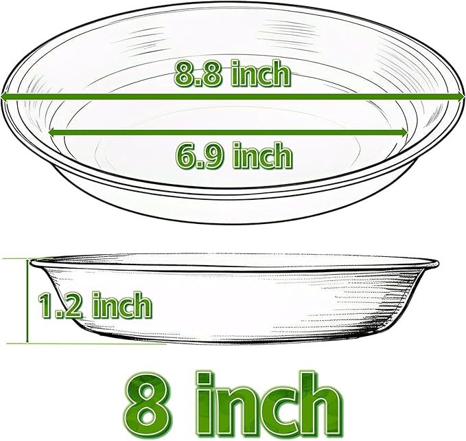 Plant Saucer Pot Tray 8 inch, 2 Packs Plastic Flower Planter Saucers and Drip Trays for Indoors Outdoors, Heavy Durable Plant Plate Water Catcher (Black)