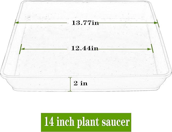 Square Plant Saucer 14 Inch 2 Pack, Durable Plastic Plant Trays Plant Pot Saucers, Square Planters for Indoors and Outdoors Plants, Garden Large Plant Saucers for Pots Black.