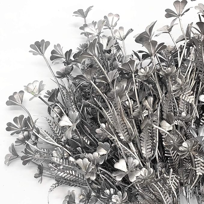 Artificial Plants for Christmas, CATTREE Plastic Grass Faux Shrubs Fake Leaves Simulation Flowers Bushes Home Indoor Outdoor Garden Wedding Festival Decoration Hall Table Planter Filler – Silver 2 Pcs