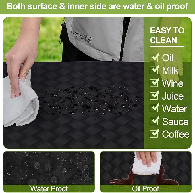 Picnic Table Cover with Bench Covers Camping Essentials Waterproof Windproof Camping Tablecloth with Drawstring Bag, Fitted Rectangle Tables and Seats, 72in, Black