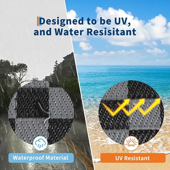 Garvee Outdoor Waterproof Rug 9x18 Large Modern Neutral Outdoor Patio Rugs, Reversible Fade-Proof & Weather Resistant Large Area Rug Mats for Rv Deck Porch Picnic Beach Balcony,Gray & Black