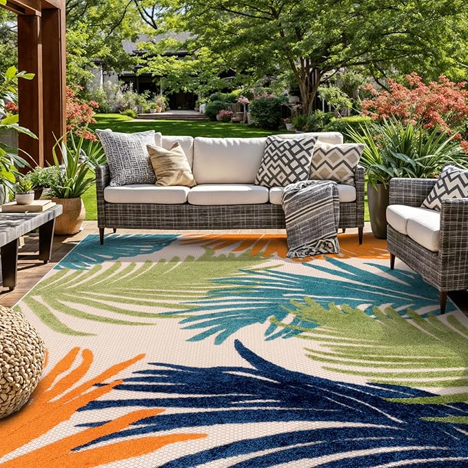 Rugshop Multi Lucca Contemporary Floral Indoor/Outdoor Area Rug Durable Polypropylene, Weather Resistant, Perfect for Patio, Backyard, Deck and Outdoor Lounge, High Traffic Areas 12' x 15'
