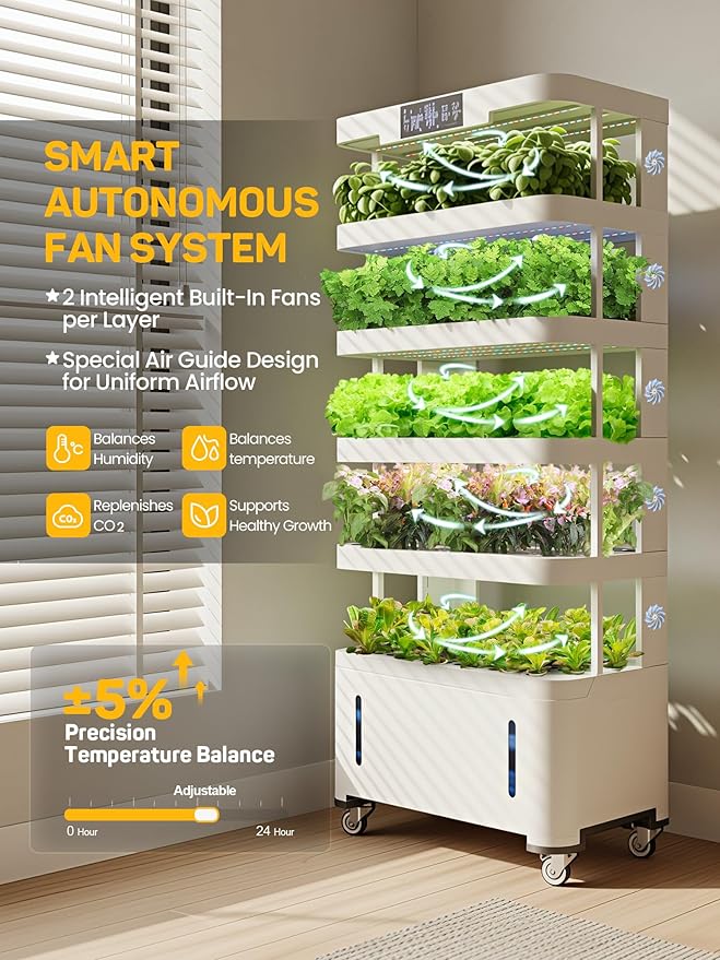 Large Hydroponics Growing System, 148-Pod Vertical Indoor Garden, Hydroponic Tower with Full-Spectrum Grow Lights, Ultra-Quiet Pump, Dual Water Tanks, 30-Day Self-Managed for Home & Commercial